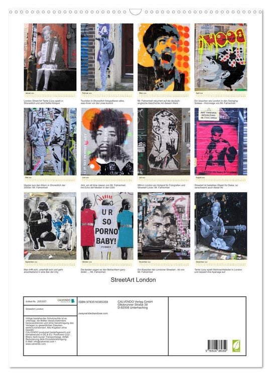 Produktbild: StreetArt London (Wandkalender 2026 DIN A2 hoch), CALVENDO Monatskalender