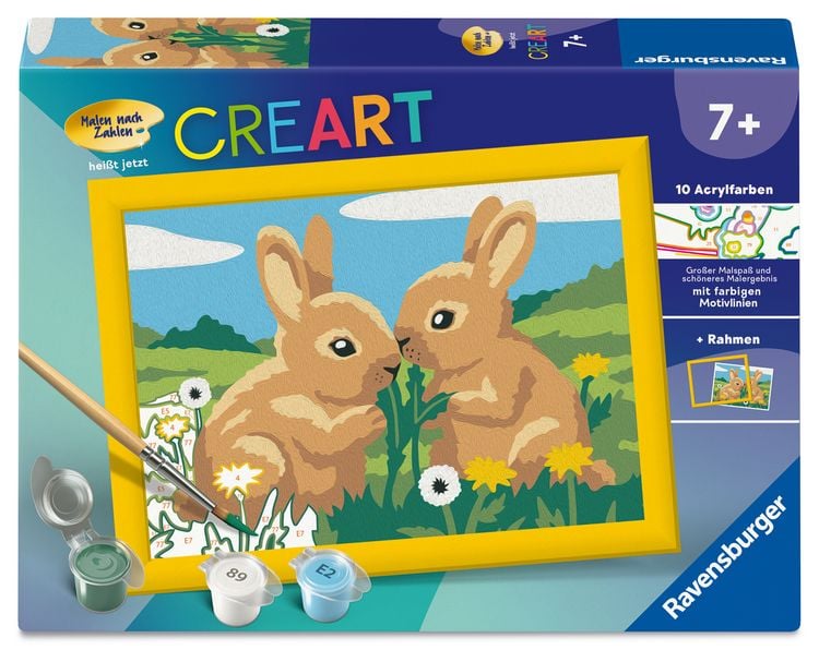 Produktbild: CreArt, Malen nach Zahlen Kinder - Hasenfreunde