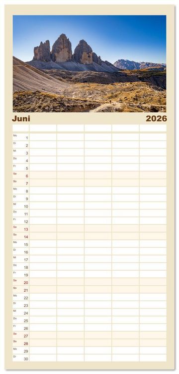 Produktbild: Familienplaner 2026 - S&uuml;dtirol Impressionen mit 5 Spalten (Wandkalender, 21 x 45 cm) CALVENDO