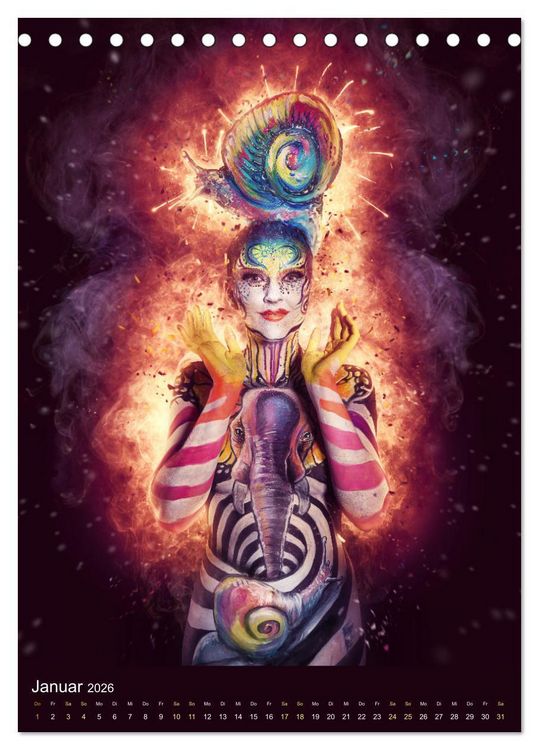 Produktbild: Bodypainting Adventures (Tischkalender 2026 DIN A5 hoch), CALVENDO Monatskalender
