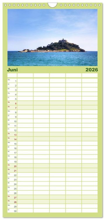 Produktbild: Familienplaner 2026 - Cornwall mit 5 Spalten (Wandkalender, 21 x 45 cm) CALVENDO