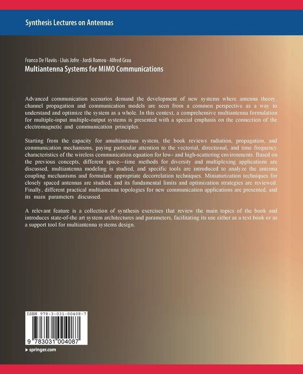 Produktbild: Multiantenna Systems for MIMO Communications