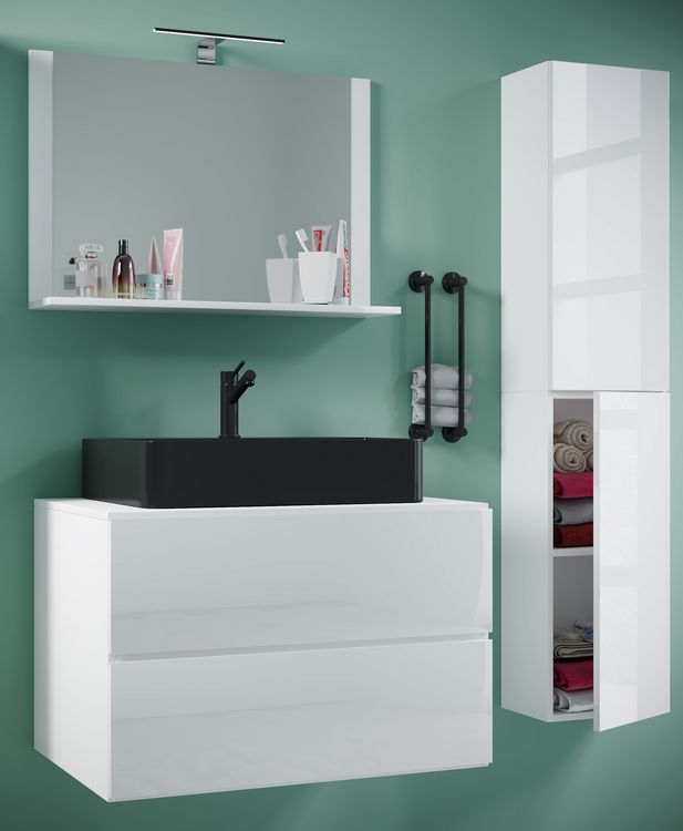 Produktbild: 4-tlg Waschtisch Badm&ouml;bel Lendas 80 cm L Schublade