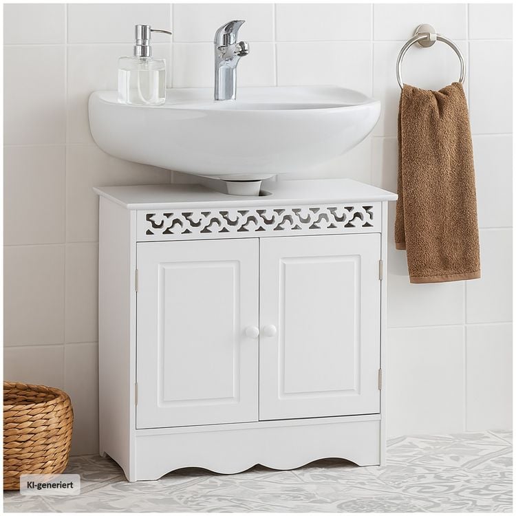 Produktbild: HTI-Living Waschbeckenunterschrank Wei&szlig; Landhausstil f&uuml;r Bad und G&auml;ste-WC
