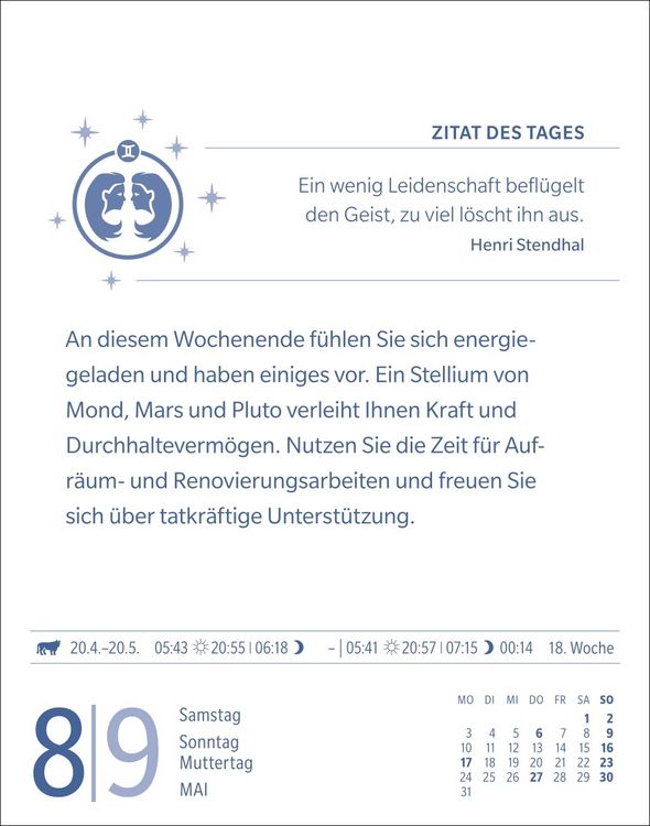 Produktbild: Zwillinge Sternzeichenkalender 2027 - Tagesabrei&szlig;kalender - Ihr Horoskop f&uuml;r jeden Tag