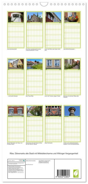 Produktbild: Familienplaner 2026 - Ribe, D&auml;nemarks alte Stadt mit Mittelaltercharme und Wikinger-Vergangenheit mit 5 Spalten (Wandkalender, 21 x 45 cm) CALVENDO