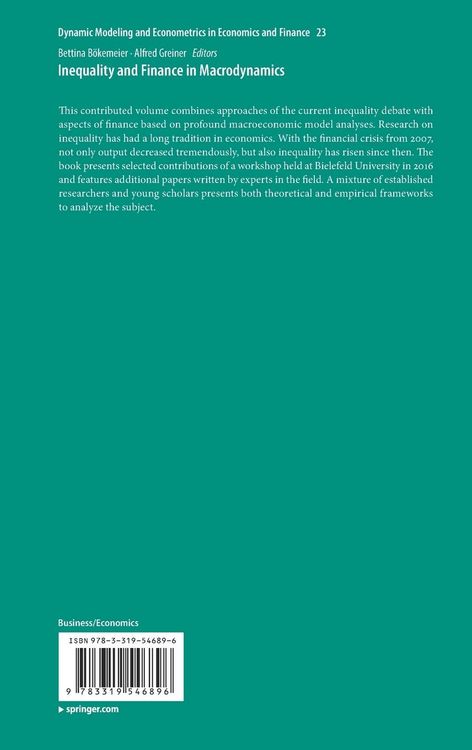 Produktbild: Inequality and Finance in Macrodynamics