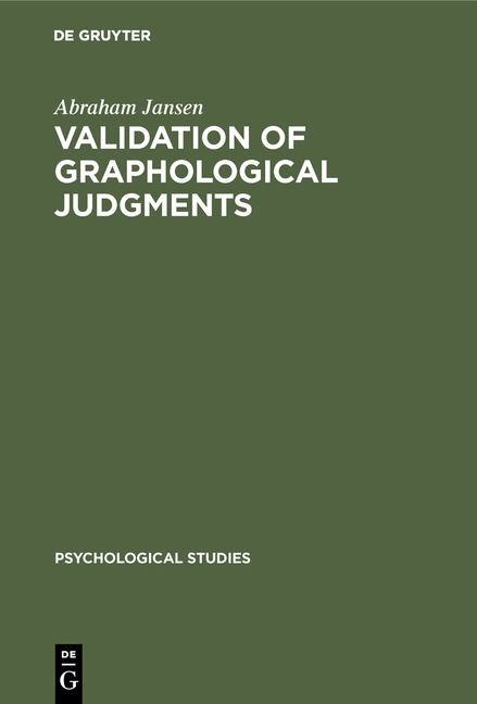 Produktbild: Validation of graphological judgments