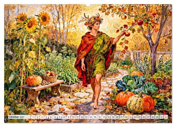 Produktbild: G&ouml;tter des Gartens - Zeus und die Kr&auml;fte der Natur (hochwertiger Premium Wandkalender 2027 DIN A2 quer), Kunstdruck in Hochglanz