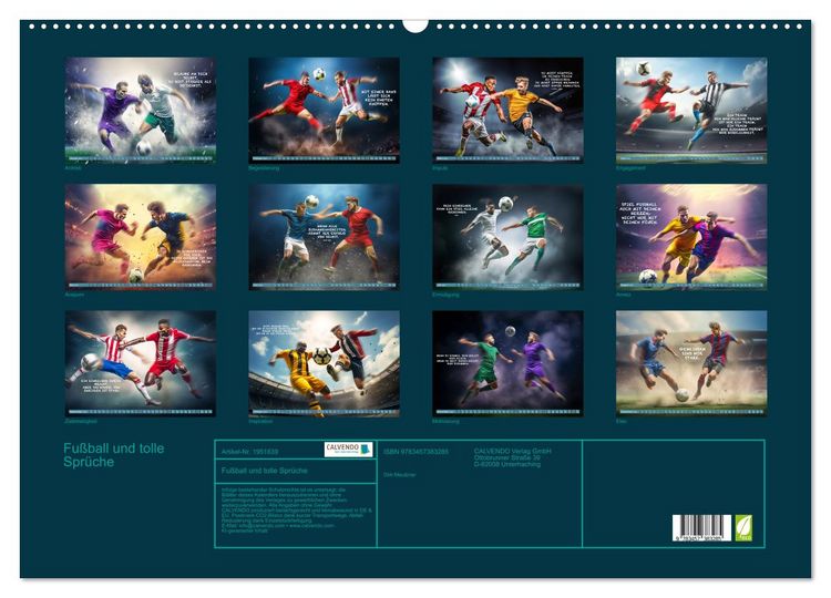 Produktbild: Fu&szlig;ball und tolle Spr&uuml;che (Wandkalender 2026 DIN A2 quer), CALVENDO Monatskalender