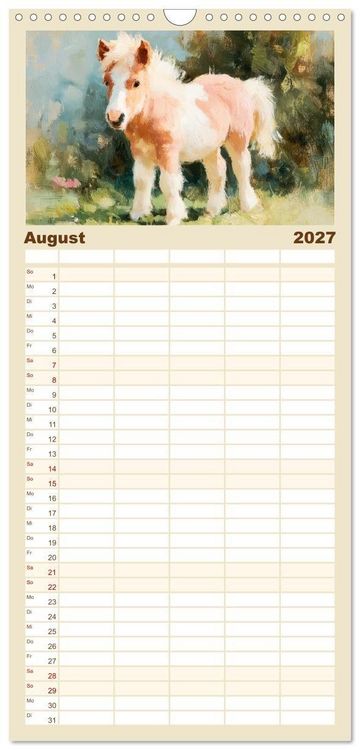 Produktbild: Familienplaner 2027 - Zauberhafte Ponys. Kleine Pferdchen in lieblicher &Ouml;loptik mit 5 Spalten (Wandkalender, 21 x 45 cm) CALVENDO
