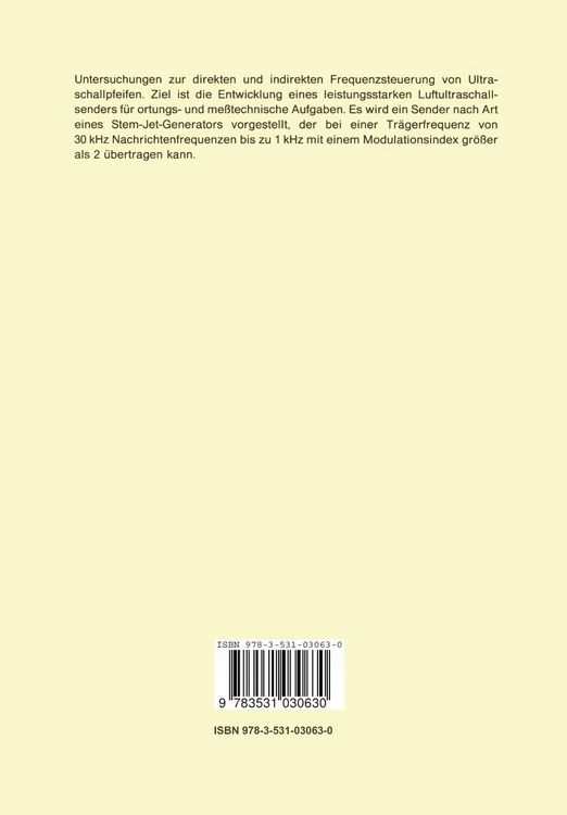 Produktbild: Untersuchungen &uuml;ber die M&ouml;glichkeit, die Frequenz von Ultraschallpfeifen elektronisch zu steuern