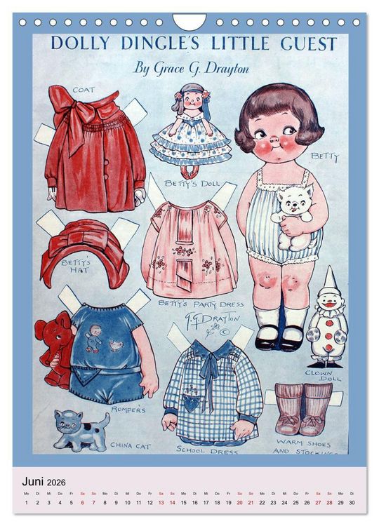 Produktbild: Dolly Dingle Kalender - Anziehpuppen von Grace G. Drayton (Wandkalender 2026 DIN A4 hoch), CALVENDO Monatskalender