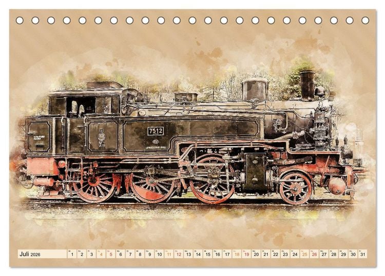 Produktbild: Dampflokomotiven - wundersch&ouml;ne Giganten auf Schienen (Tischkalender 2026 DIN A5 quer), CALVENDO Monatskalender