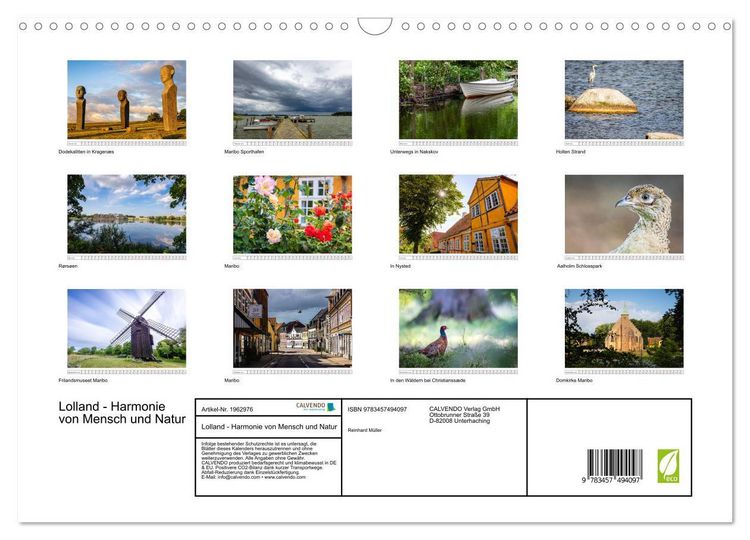 Produktbild: Lolland - Harmonie von Mensch und Natur (Wandkalender 2026 DIN A3 quer), CALVENDO Monatskalender