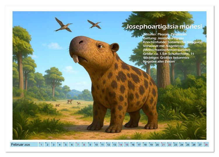 Produktbild: Urige Megafauna pr&auml;historisch und niedlich (Tischkalender 2026 DIN A5 quer), CALVENDO Monatskalender