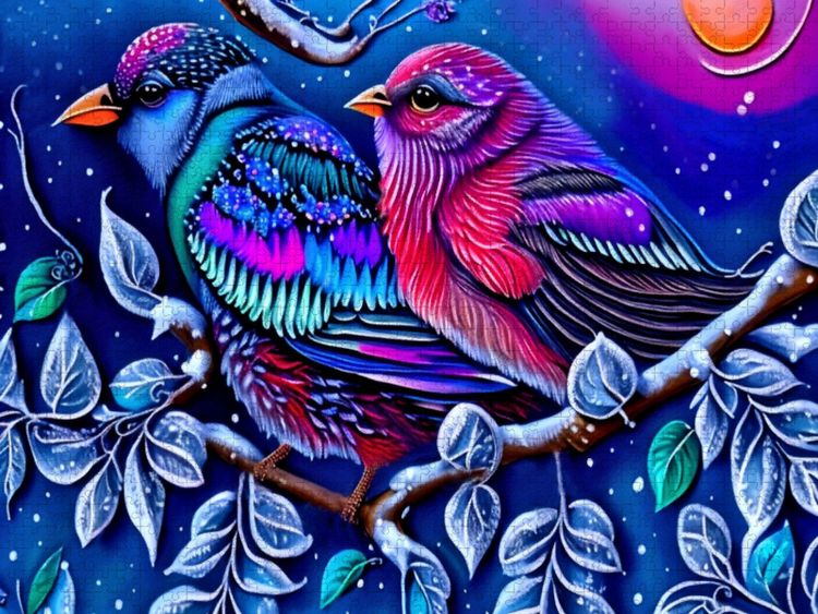 Produktbild: CALVENDO Puzzle V&ouml;gel im Winter | 1000 Teile Lege-Gr&ouml;&szlig;e 64x48cm Foto-Puzzle f&uuml;r gl&uuml;ckliche Stunden