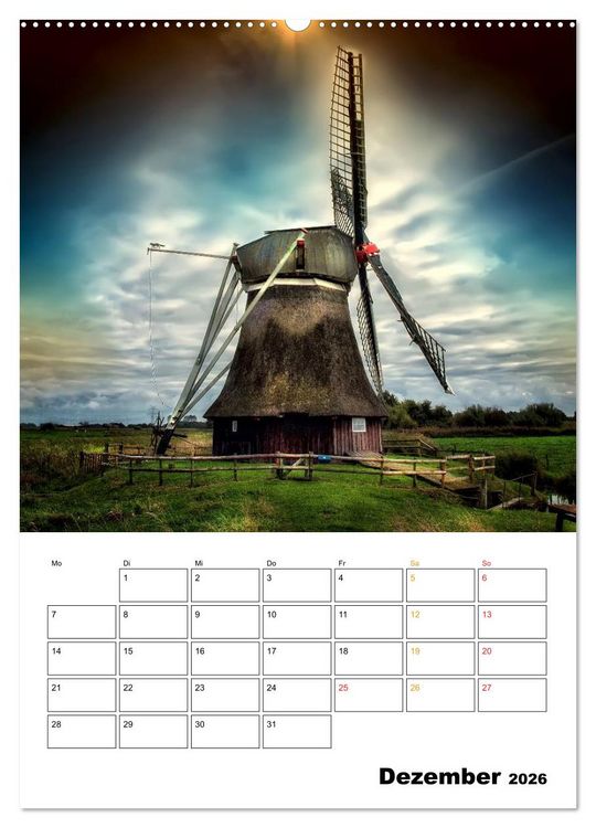 Produktbild: Historische Windm&uuml;hlen an der Friesischen M&uuml;hlenstra&szlig;e / CH-Version / Planer (hochwertiger Premium Wandkalender 2026 DIN A2 hoch), Kunstdruck in Hochglanz