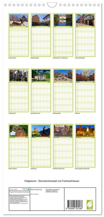 Produktbild: Familienplaner 2027 - Hofgeismar - Dornr&ouml;schenstadt und Fachwerkh&auml;user mit 5 Spalten (Wandkalender, 21 x 45 cm) CALVENDO