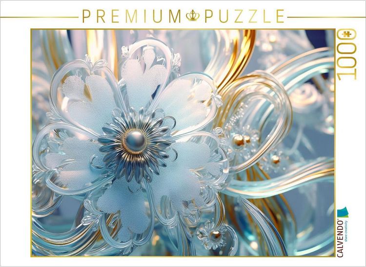 Produktbild: CALVENDO Puzzle Eisblumen - Bl&uuml;te wie aus Glas | 1000 Teile Lege-Gr&ouml;&szlig;e 64x48cm Foto-Puzzle f&uuml;r gl&uuml;ckliche Stunden