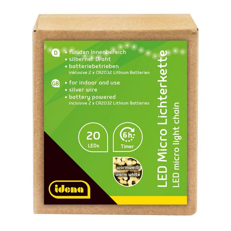 Produktbild: Idena Lichterkette 20 LED warmwei&szlig; 6h Timer 2,2m