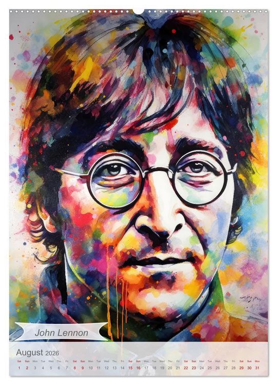 Produktbild: Music legends in magic art (High Quality Premium Wall Calendar 2026 DIN A2 portrait),CALVENDO 12 Month Wall Calendar