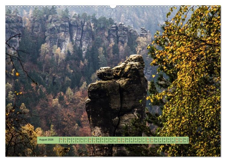 Produktbild: S&auml;chsische Schweiz - Erlebnisse eines Herbsturlaubs (hochwertiger Premium Wandkalender 2026 DIN A2 quer), Kunstdruck in Hochglanz