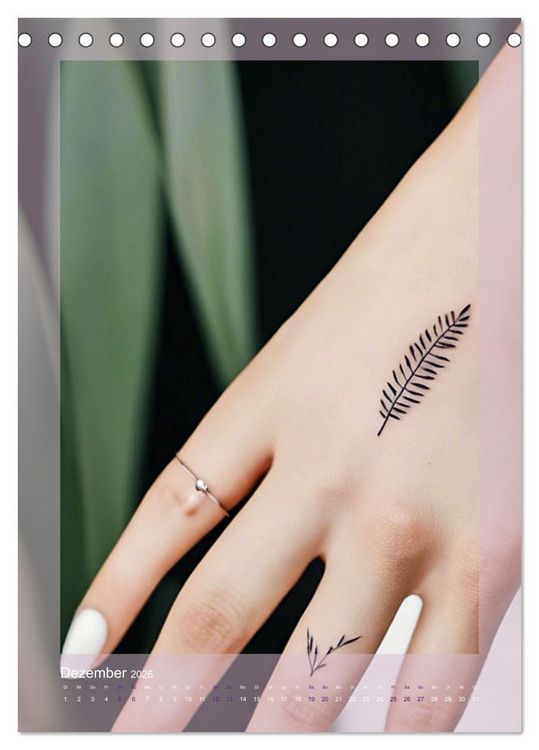 Produktbild: Florale Tattoos Stilvoll und minimalistisch (Tischkalender 2026 DIN A5 hoch), CALVENDO Monatskalender
