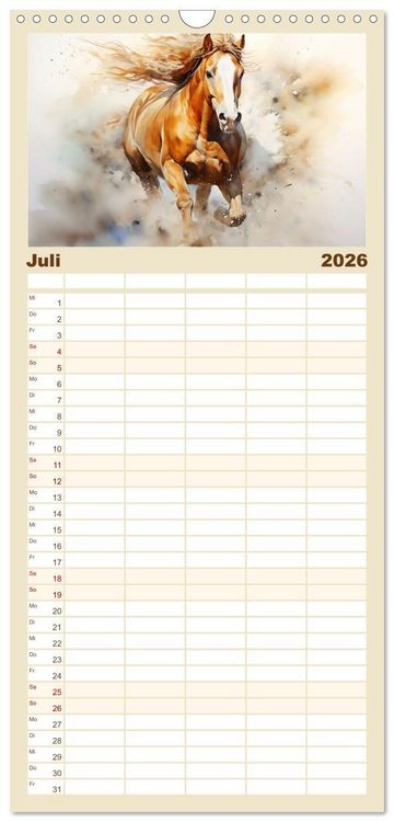 Produktbild: Familienplaner 2026 - Kraftpakete in Aquarell mit 5 Spalten (Wandkalender, 21 x 45 cm) CALVENDO