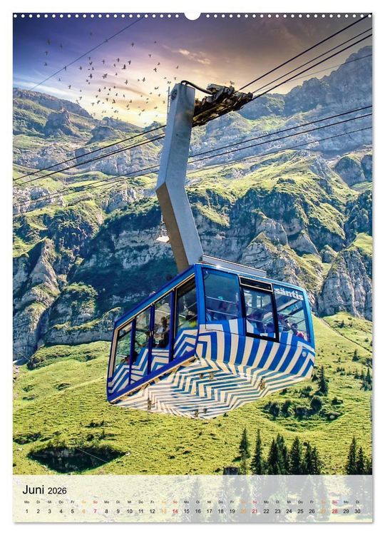 Produktbild: Nervenkitzel Seilbahn (hochwertiger Premium Wandkalender 2026 DIN A2 hoch), Kunstdruck in Hochglanz