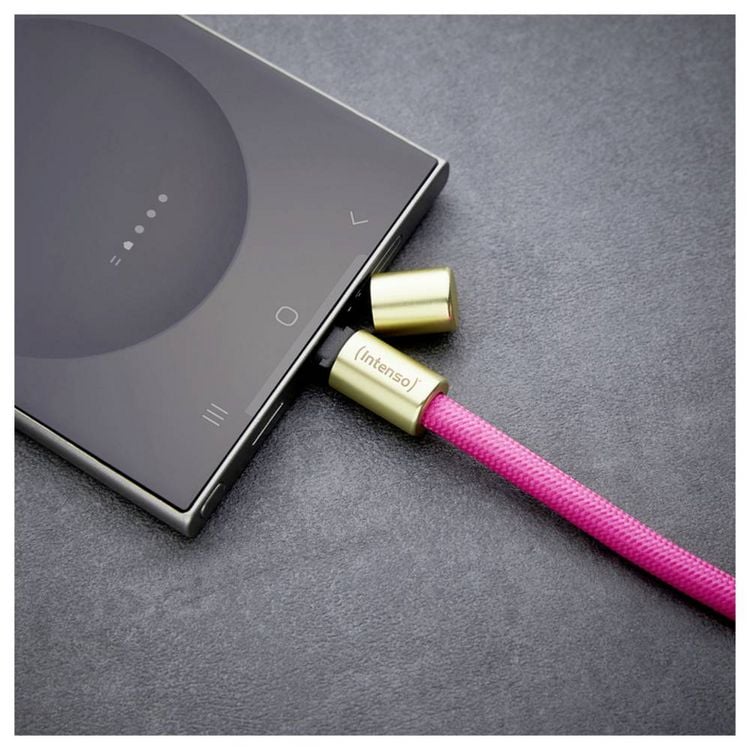 Produktbild: Intenso USB-C&reg; Kabel USB 2.0 USB-C&reg; Stecker, USB-C&reg; Stecker 1.65 m Neonpink Handykette 7991004 Datenkabel, Ladekabel