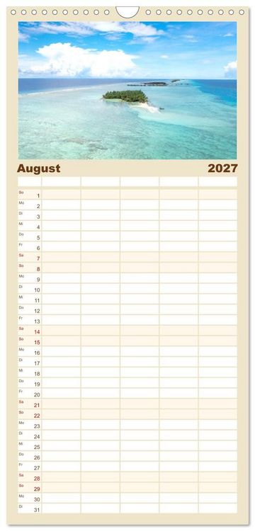 Produktbild: Familienplaner 2027 - Malediven, Perle im Indischen Ozean mit 5 Spalten (Wandkalender, 21 x 45 cm) CALVENDO