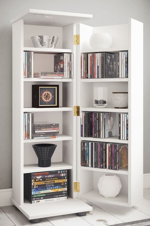 Produktbild: Holz Schrank CD DVD Regal abschlie&szlig;bar Engalo L