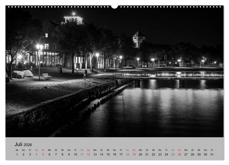 Produktbild: Hansestadt Stralsund bei Nacht (mit GPS-Koordinaten) (Wandkalender 2026 DIN A2 quer), CALVENDO Monatskalender