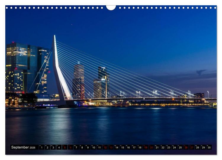 Produktbild: Rotterdam bei Nacht (Wandkalender 2026 DIN A3 quer), CALVENDO Monatskalender