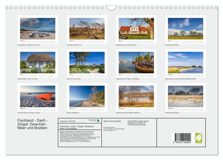 Produktbild: Fischland - Dar&szlig; - Zingst: Zwischen Meer und Bodden (Wandkalender 2026 DIN A3 quer), CALVENDO Monatskalender