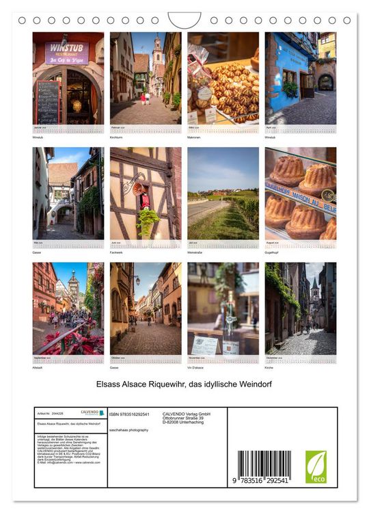 Produktbild: Elsass Alsace Riquewihr, das idyllische Weindorf (Wandkalender 2026 DIN A4 hoch), CALVENDO Monatskalender