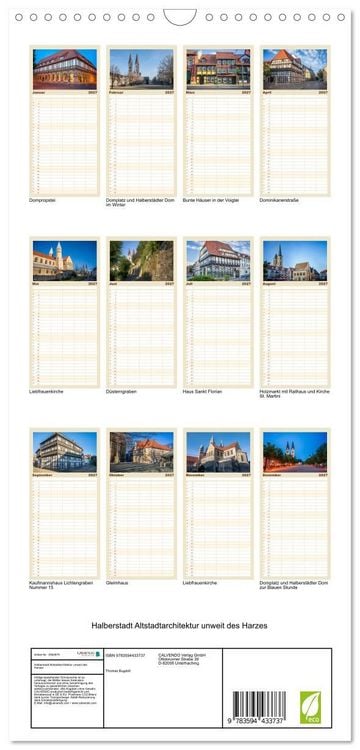 Produktbild: Familienplaner 2027 - Halberstadt Altstadtarchitektur unweit des Harzes mit 5 Spalten (Wandkalender, 21 x 45 cm) CALVENDO