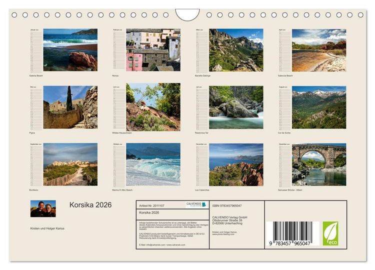Produktbild: Korsika 2026 (Wandkalender 2026 DIN A4 quer), CALVENDO Monatskalender