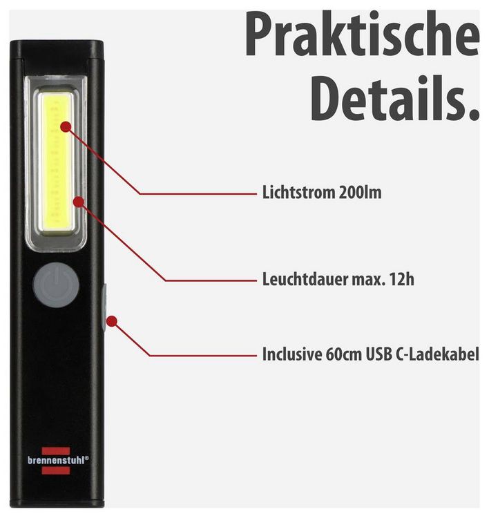Produktbild: Brennenstuhl LED Handlampe, Arbeitsleuchte PL 200 AC 1175590100