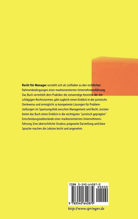 Produktbild: Recht f&uuml;r Manager