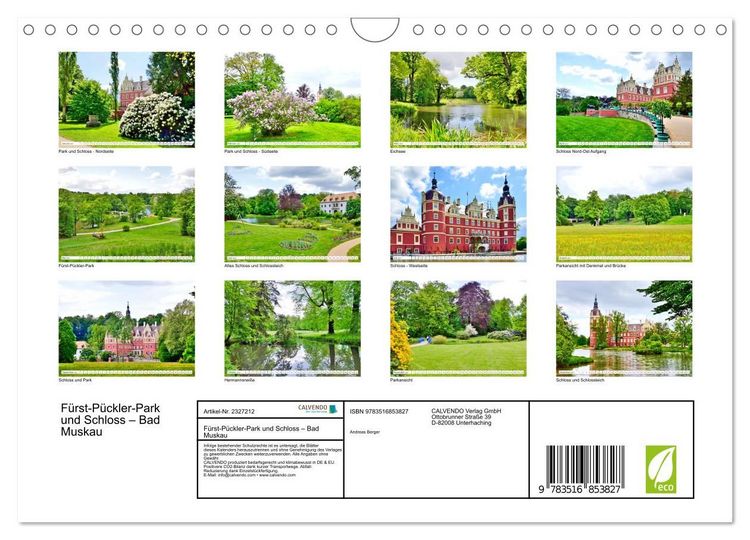 Produktbild: F&uuml;rst-P&uuml;ckler-Park und Schloss &ndash; Bad Muskau (Wandkalender 2027 DIN A4 quer), CALVENDO Monatskalender