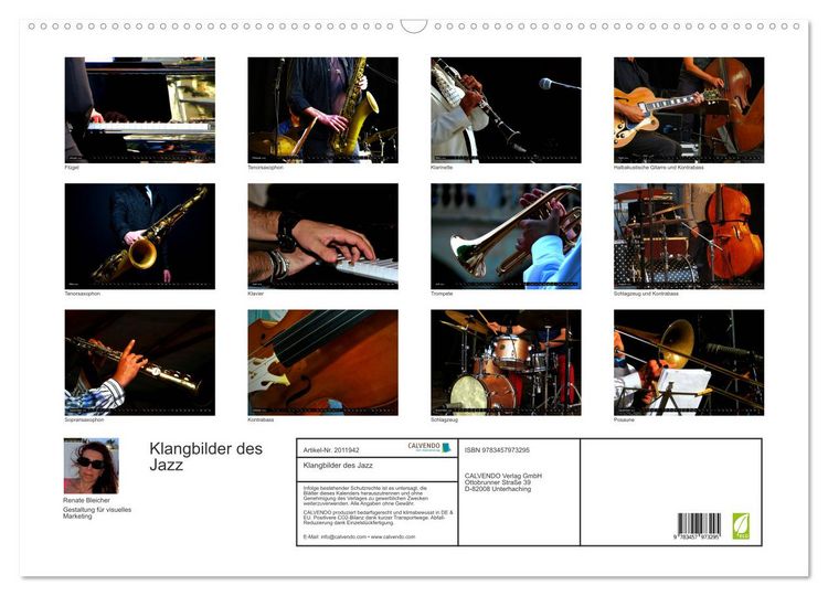 Produktbild: Klangbilder des Jazz (Wandkalender 2026 DIN A2 quer), CALVENDO Monatskalender
