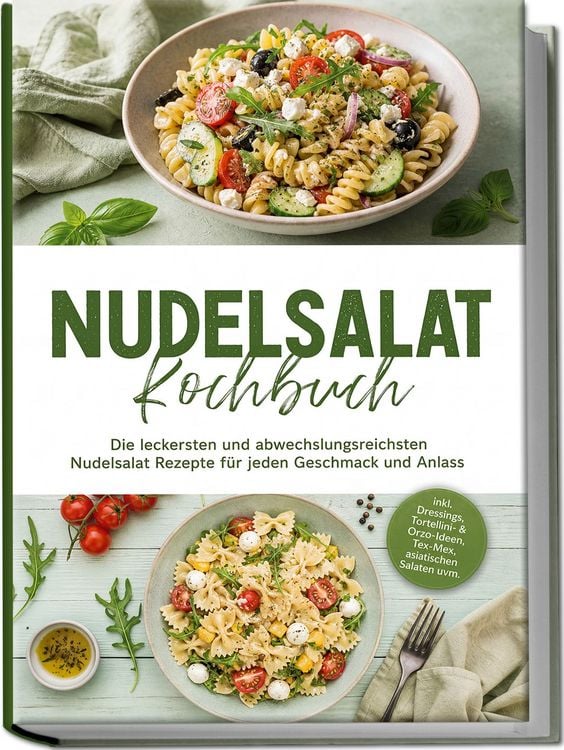Produktbild: Nudelsalat Kochbuch: Die leckersten und abwechslungsreichsten Nudelsalat Rezepte f&uuml;r jeden Geschmack und Anlass &ndash; inkl. Dressings, Tortellini- & Orzo-Ideen, Tex-Mex, asiatischen Salaten uvm.