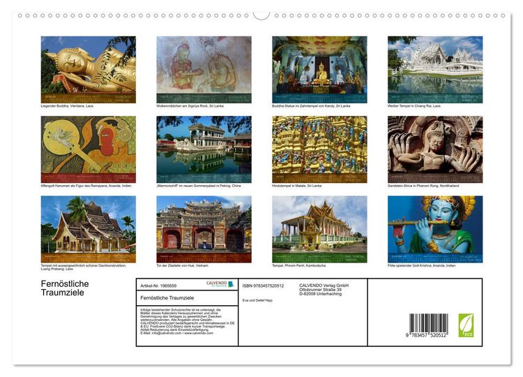 Produktbild: Fern&ouml;stliche Traumziele (hochwertiger Premium Wandkalender 2026 DIN A2 quer), Kunstdruck in Hochglanz