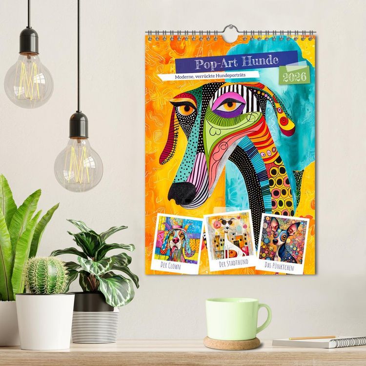 Produktbild: Pop-Art Hunde - Moderne, verr&uuml;ckte Hundeportr&auml;ts (Wandkalender 2026 DIN A4 hoch), CALVENDO Monatskalender