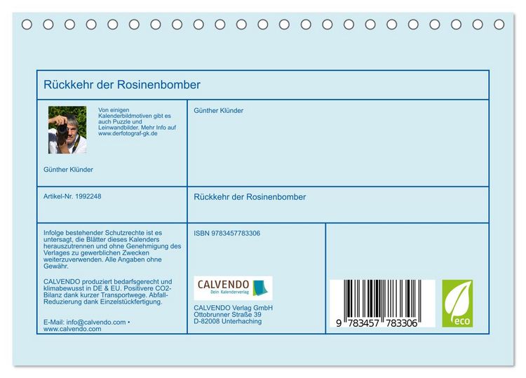 Produktbild: R&uuml;ckkehr der Rosinenbomber (Tischkalender 2026 DIN A5 quer), CALVENDO Monatskalender