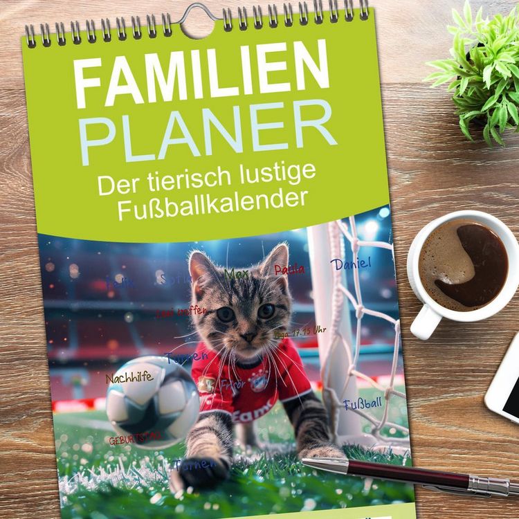 Produktbild: Familienplaner 2026 - Der tierisch lustige Fu&szlig;ballkalender mit 5 Spalten (Wandkalender, 21 x 45 cm) CALVENDO