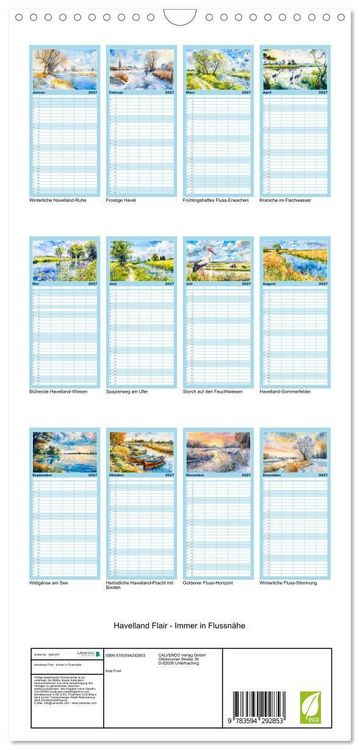 Produktbild: Familienplaner 2027 - Havelland Flair - Immer in Flussn&auml;he mit 5 Spalten (Wandkalender, 21 x 45 cm) CALVENDO