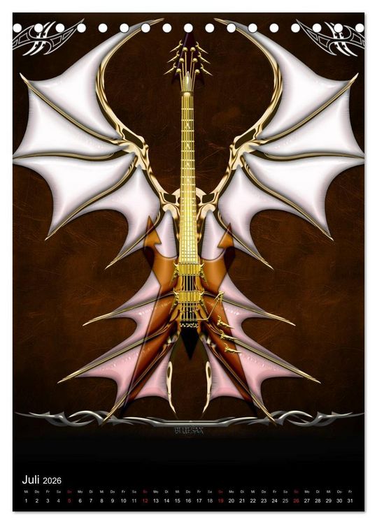 Produktbild: Heroische Gitarren (Tischkalender 2026 DIN A5 hoch), CALVENDO Monatskalender